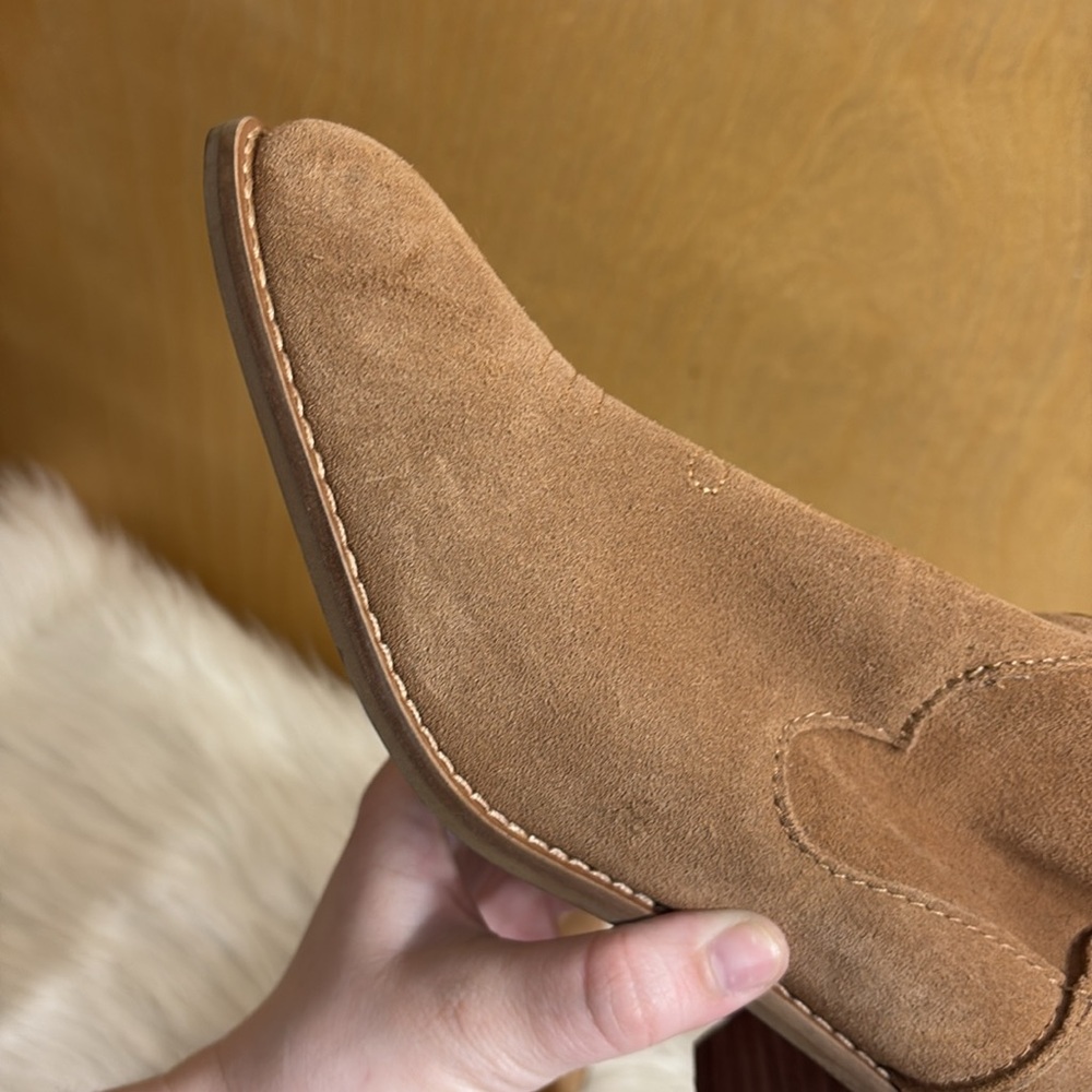 Kelsi Dagger Chestnut Suede Western Ankle Booties - Picture 9 of 13